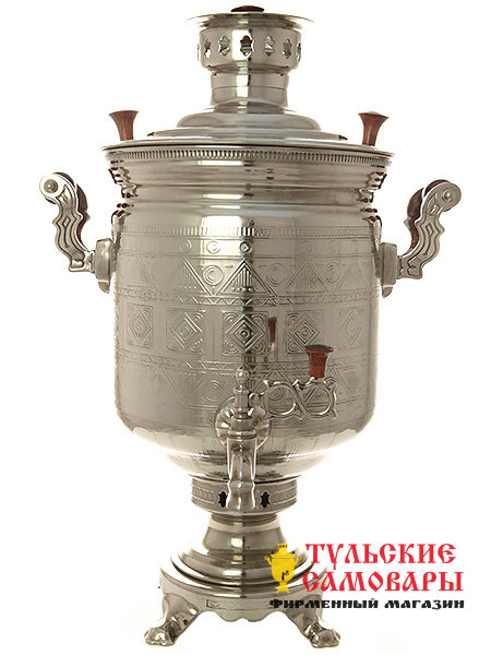 Самовар на дровах никелированный 7 л цилиндр "Чукотка", арт. 471709 фото 1 — Samovars.ru